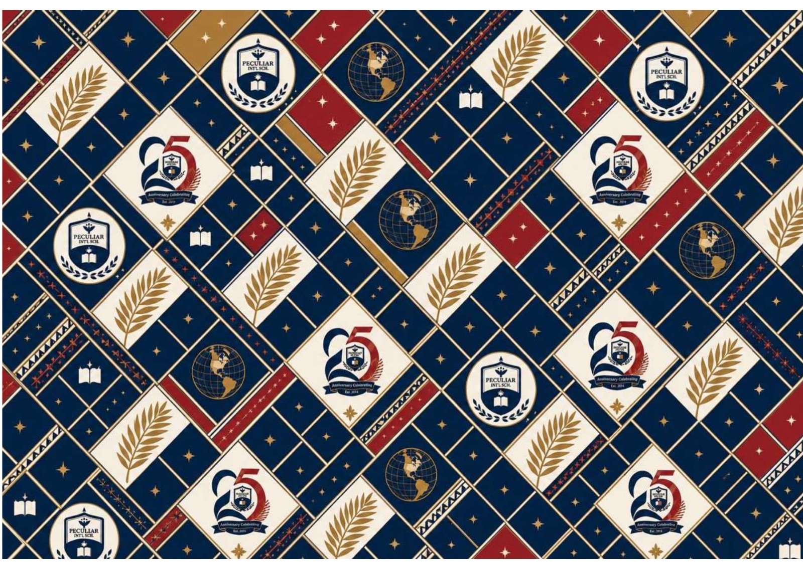 Peculiar International School 25th Anniversary commemorative cloth design
